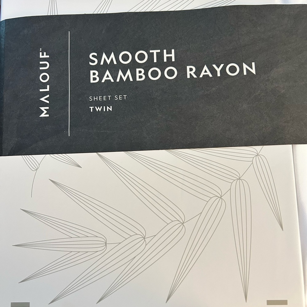 NEW- Malouf Smooth Bamboo Rayon Sheet Set - Twin